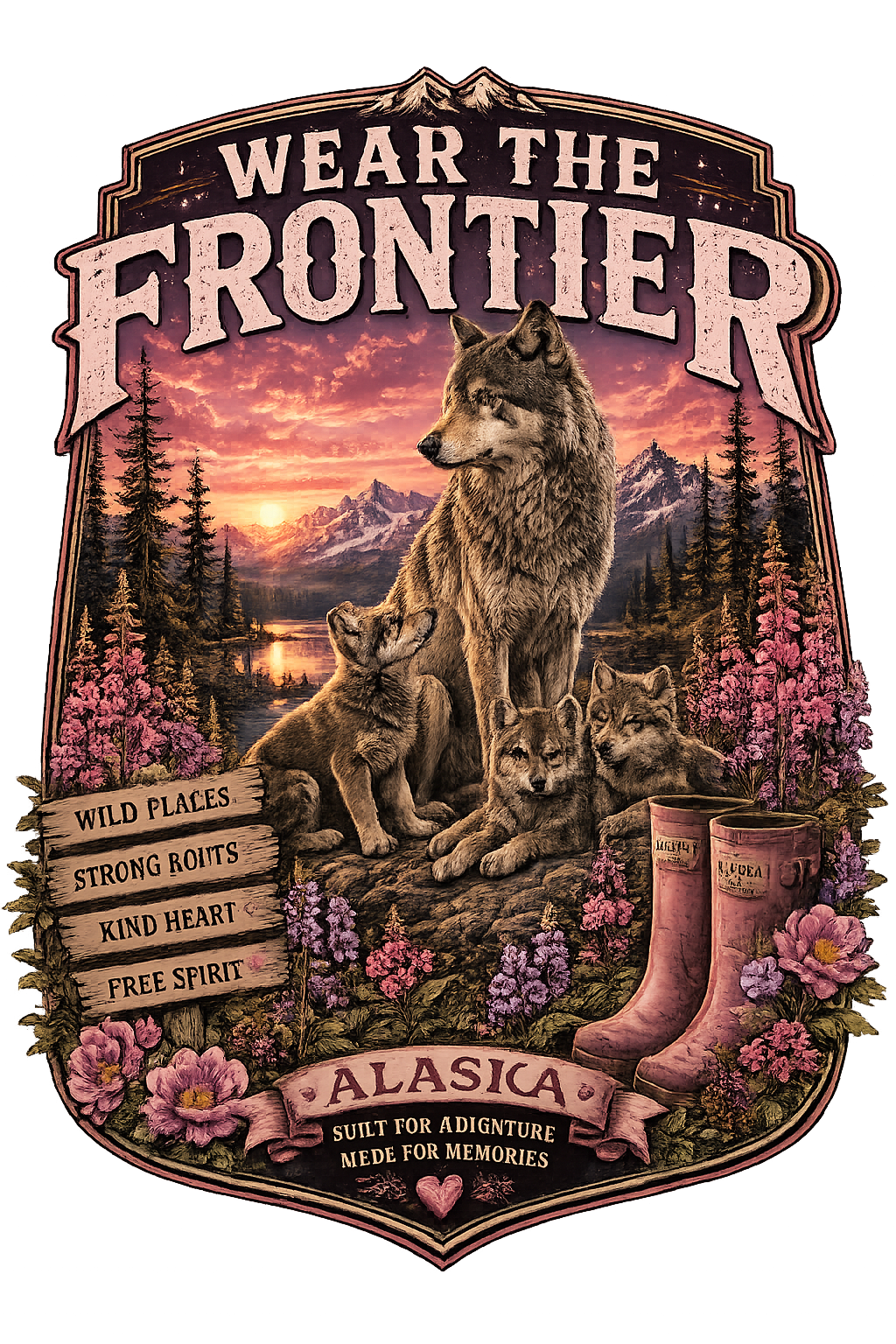 Short Sleeve T-Shirt - Wear the Frontier™ – Wolf & Pups Alaska Edition