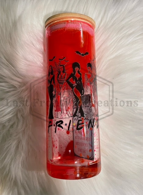 Glass woman friends blood drip