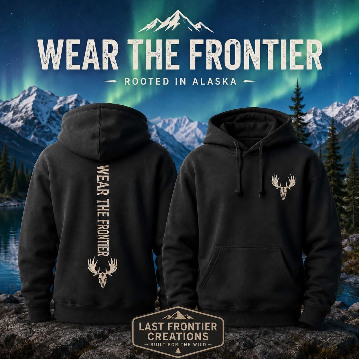 Wear the Frontier™ Moose Skull Hoodie | Alaska Edition