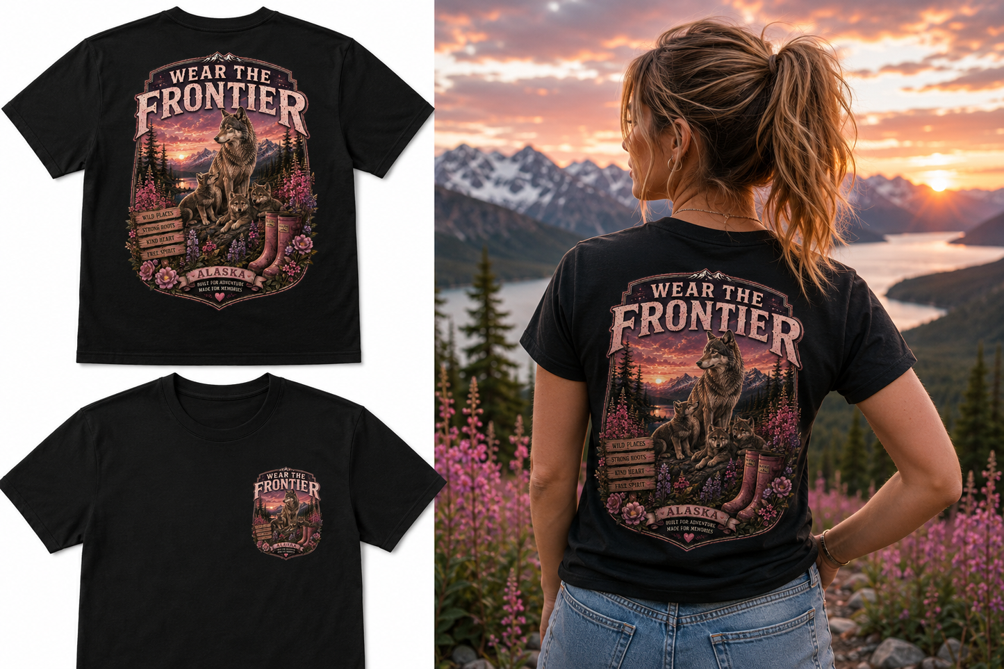 Short Sleeve T-Shirt - Wear the Frontier™ – Wolf & Pups Alaska Edition
