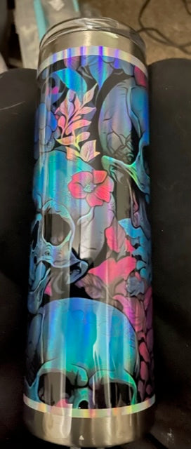 holographic skulls and flowers