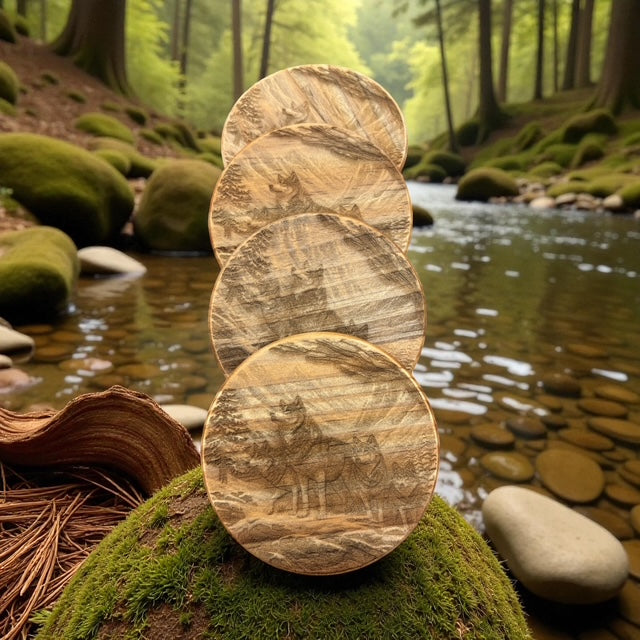 Alaskan Wolf Pack Coaster Set