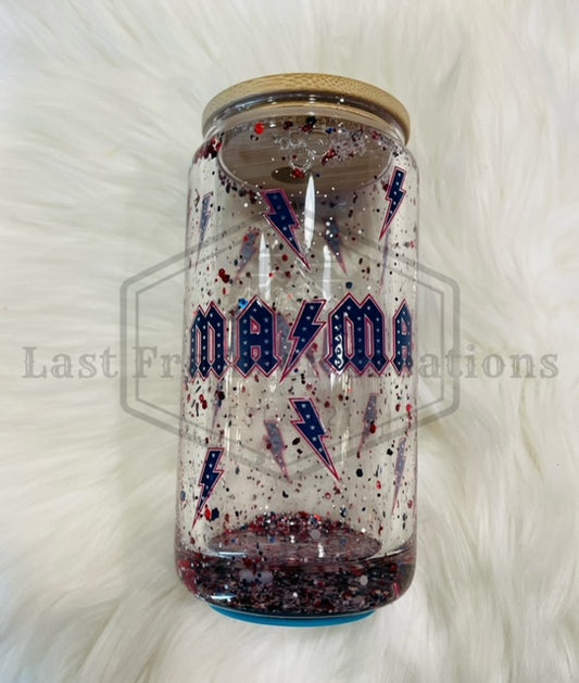 Mama patriotic snow globe tumbler